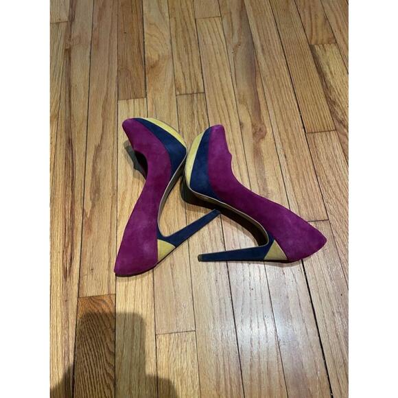 LAYLA Suede Platform Colorful Colorblock Multicolor Bright retro pumps Coquette - Picture 5 of 9